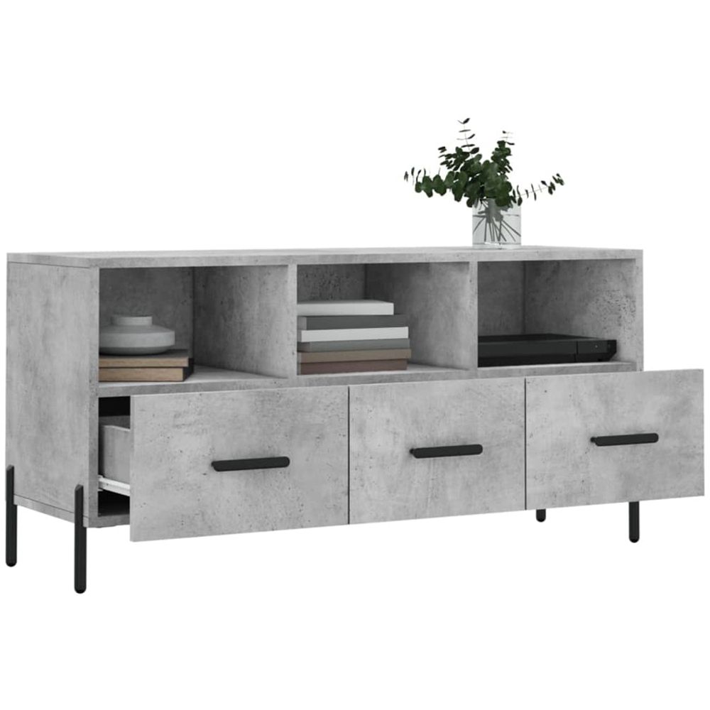 vidaXL 3 Drawer 3 Shelf Concrete Grey TV Cabinet Image 4