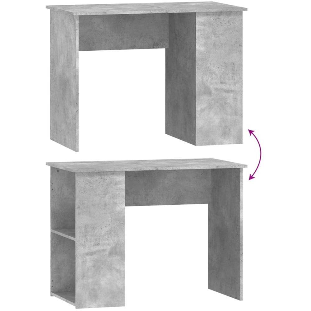 vidaXL 2 Shelf Study Desk Concrete Grey Image 6