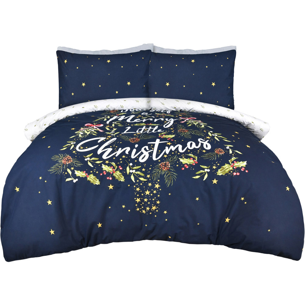 Smart Living Double Navy Merry Christmas Sparkle Tree Duvet Cover Set Image 2