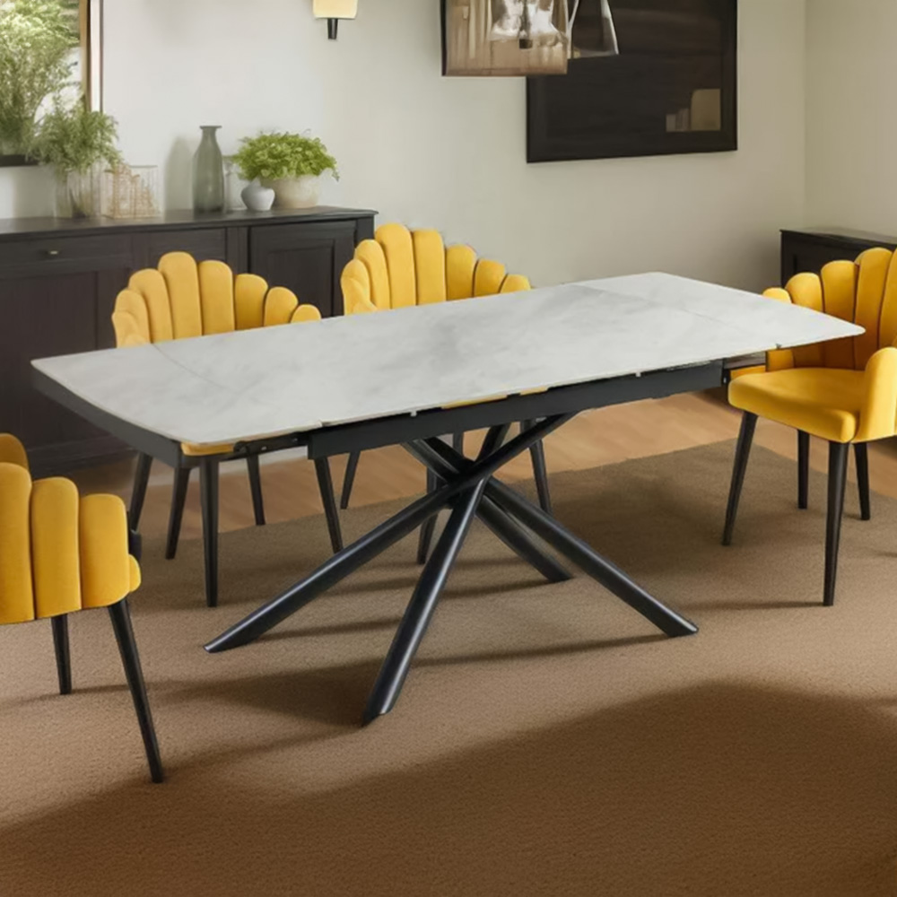 DS Living Kairo 6 Seater Extendable Dining Table Marble Pattern Image 1