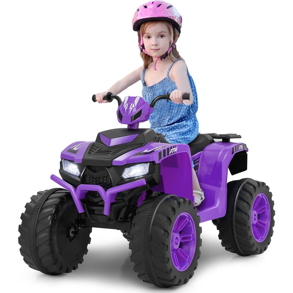Costway Kids Purple Ride On ATV Toy Car with LED Lights and Wireless Connection 24V Image 2