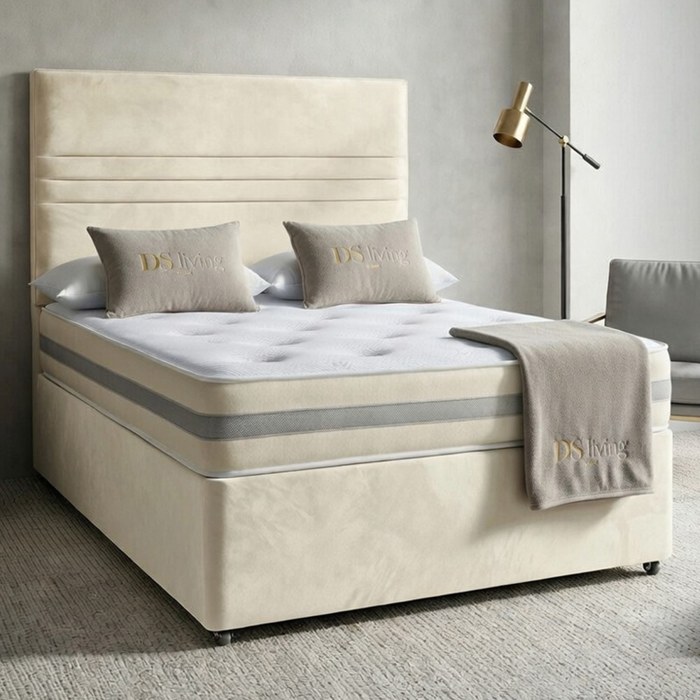DS Living Harrington Super King Size Cream Plush Divan Bed Image 1