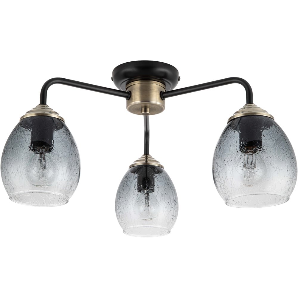 Cosylyte Malanda 3 Light Smoky Glass Matt Black Ceiling Light Image 1