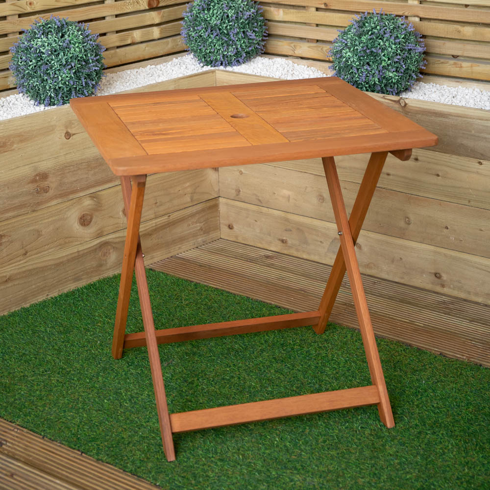 Samuel Alexander 2 Seater Wooden Square Foldable Dining Set with Grey Parasol and Base Image 5