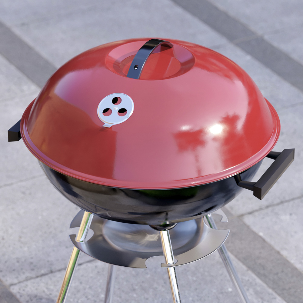 Garden Vida Memphis Red and Black Freestanding Kettle Grill BBQ Image 3