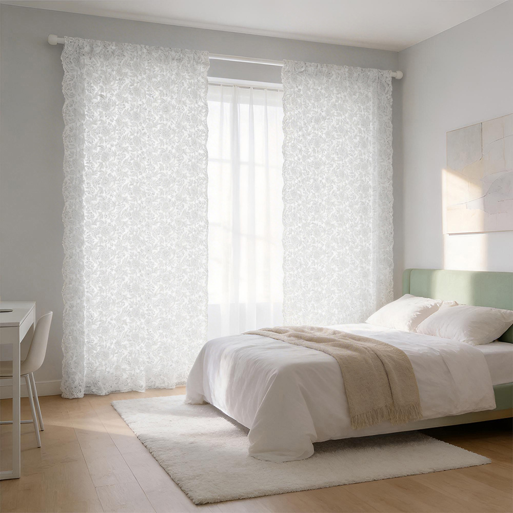 Living and Home Floral Lace Curtains 125 x 180cm Image 7