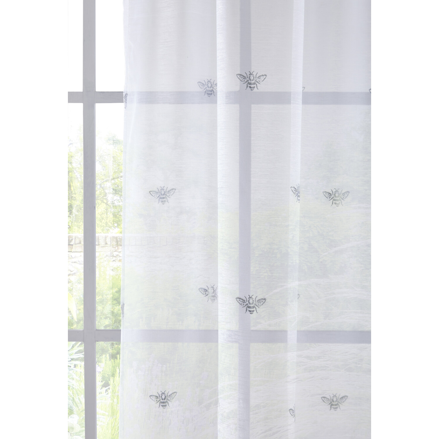 Bee Sheer Voile Panel - Silver / 137cm Image 2