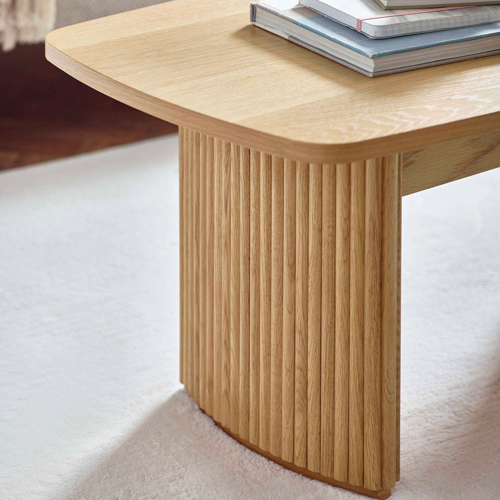 Julian Bowen Louis Light Oak Effect Fluted Compact Coffee Table Image 5