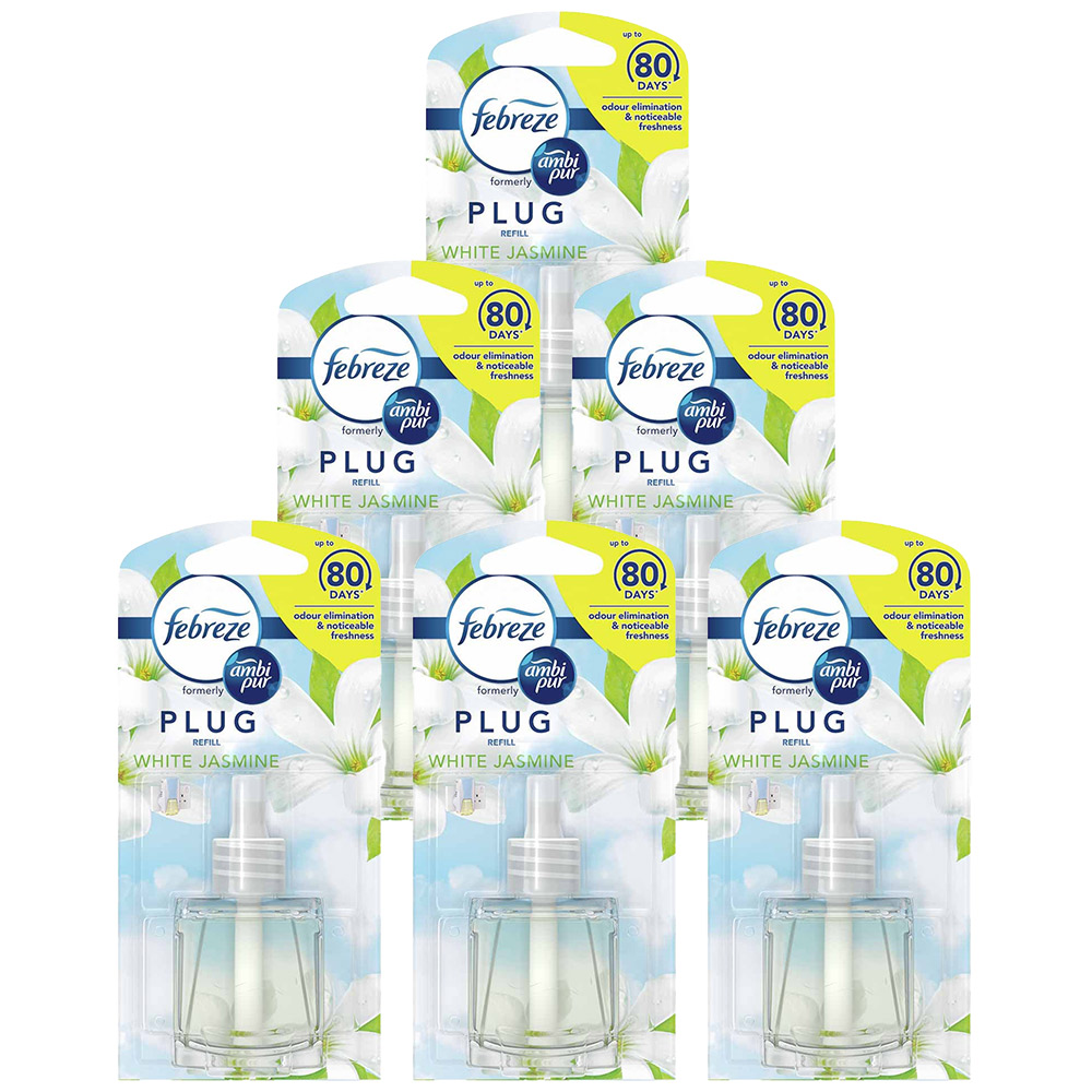 Febreze White Jasmine Plug In Air Freshener Refill Case of 6 x 20ml Image 1