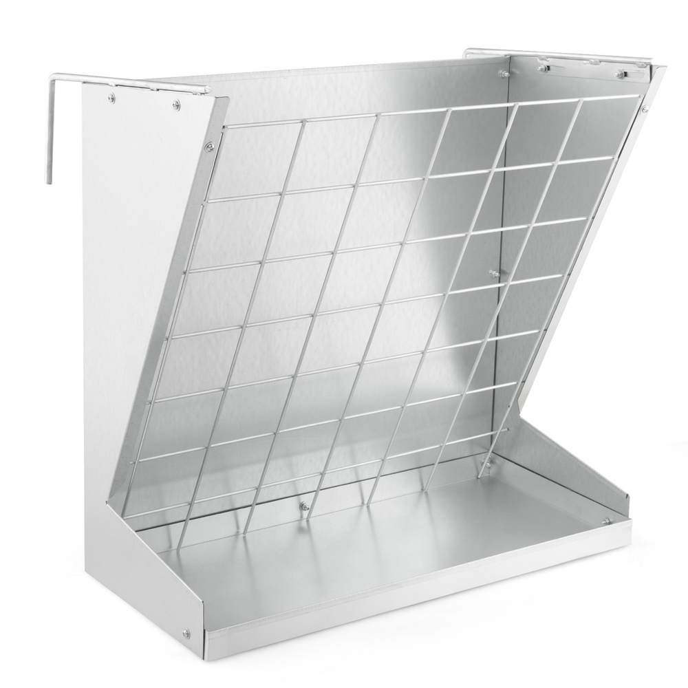 Costway Silver Wall Mounted Hay Rack with Trough Image 1