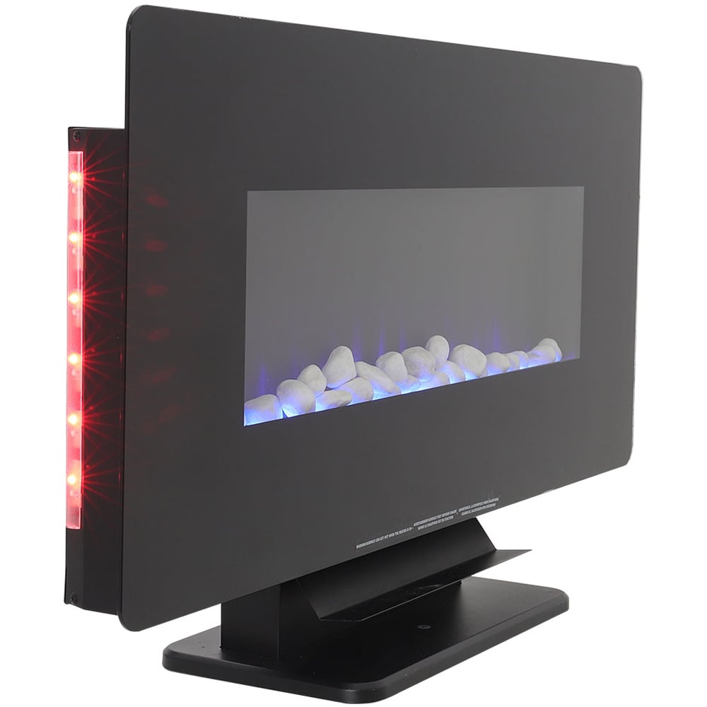 Living and Home Black Wide Frame Electric Fireplace with Stand Image 3
