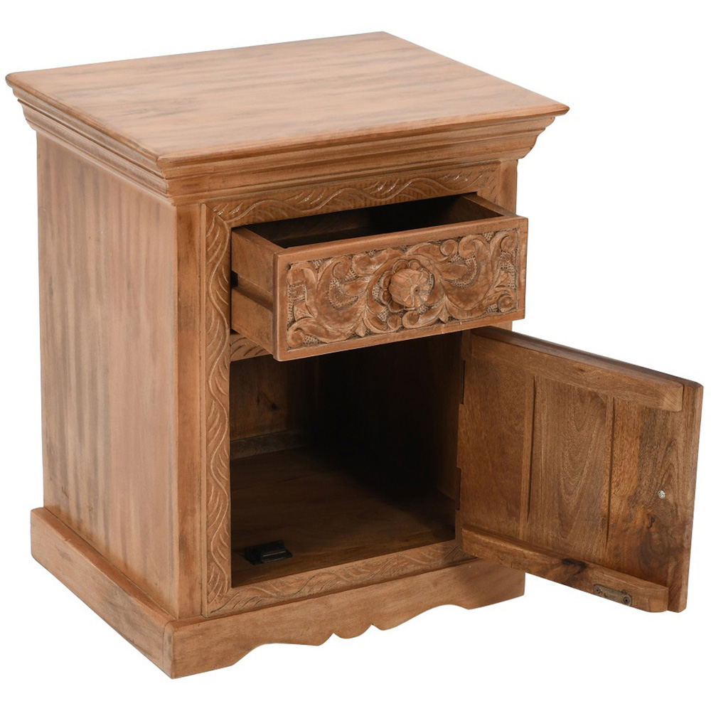 Brooklyn Adair Single Door Single Drawer Mango Wood Bedside Table Image 4