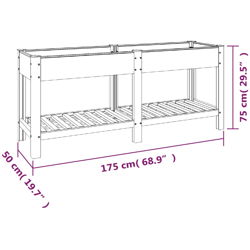 vidaXL Grey Wood-Plastic Composite Raised Garden Bed 75 x 50 x 175cm Image 6