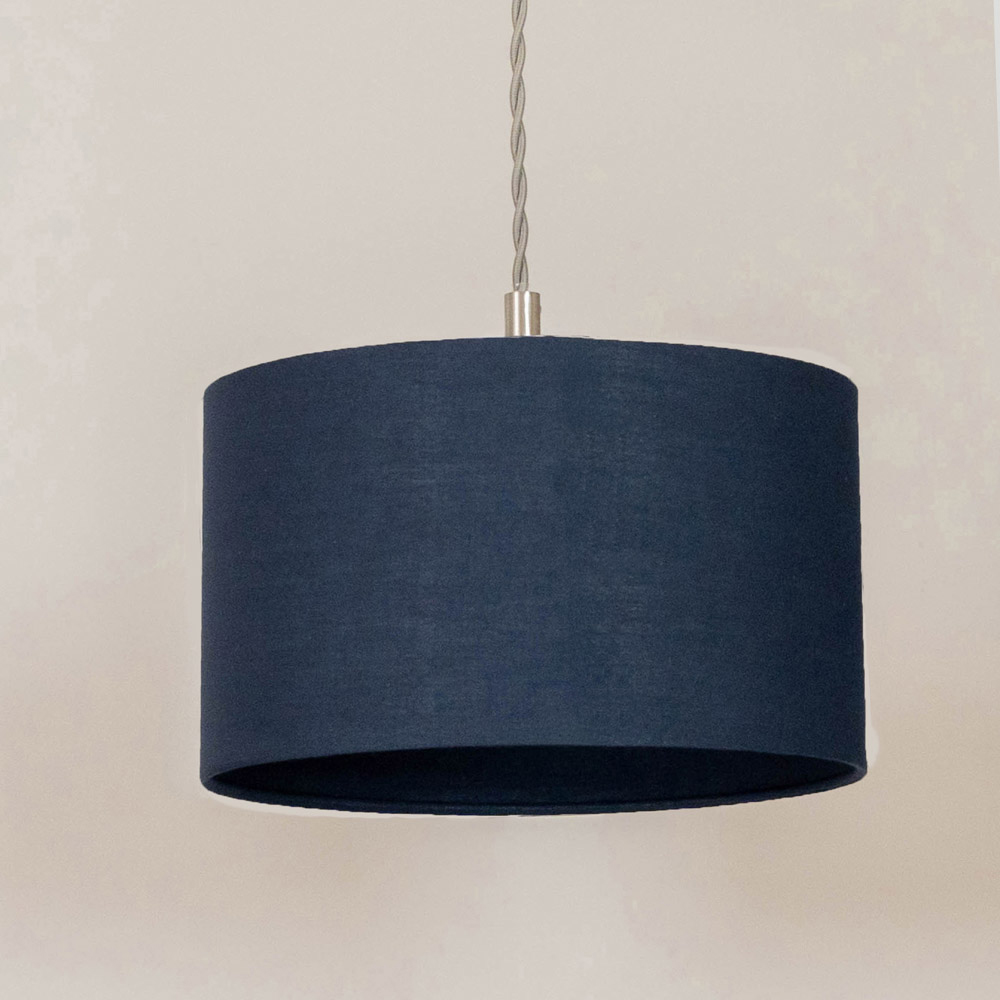ValueLights Reni Navy Drum Shade 3 Drop Bar Chrome Diner LED Ceiling Pendant Light Image 3