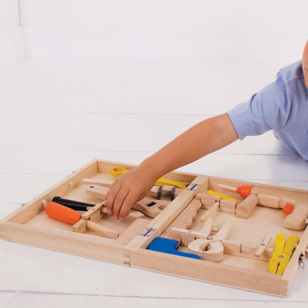 Bigjigs Toys Carpenters Tool Box Wood Image 3