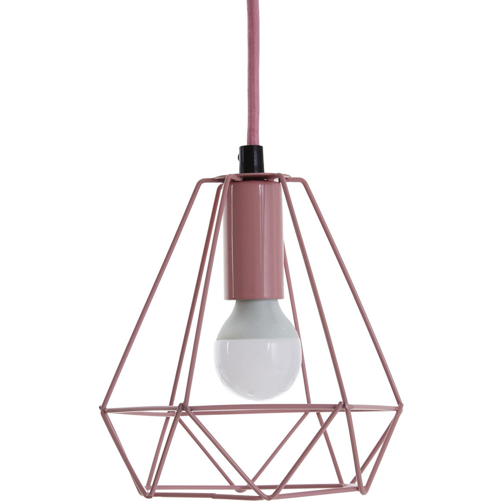 Premier Housewares Beli Pink Metal Wire Pendant Light Image 2