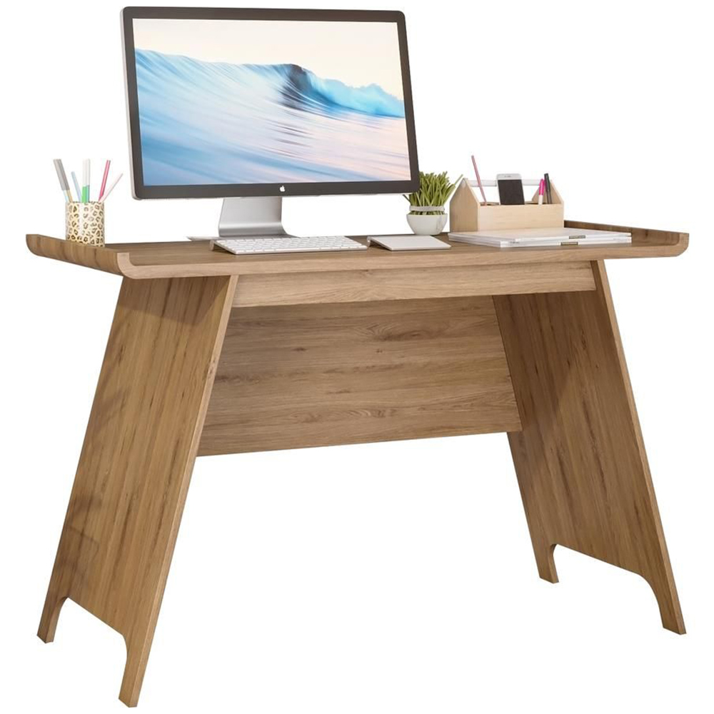 Teknik Office Baylor Trestle Beaufort Desk Oak Finish Image 2