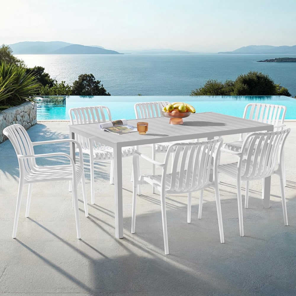 tectake Alcudia Set of 6 White Garden Chair Image 1