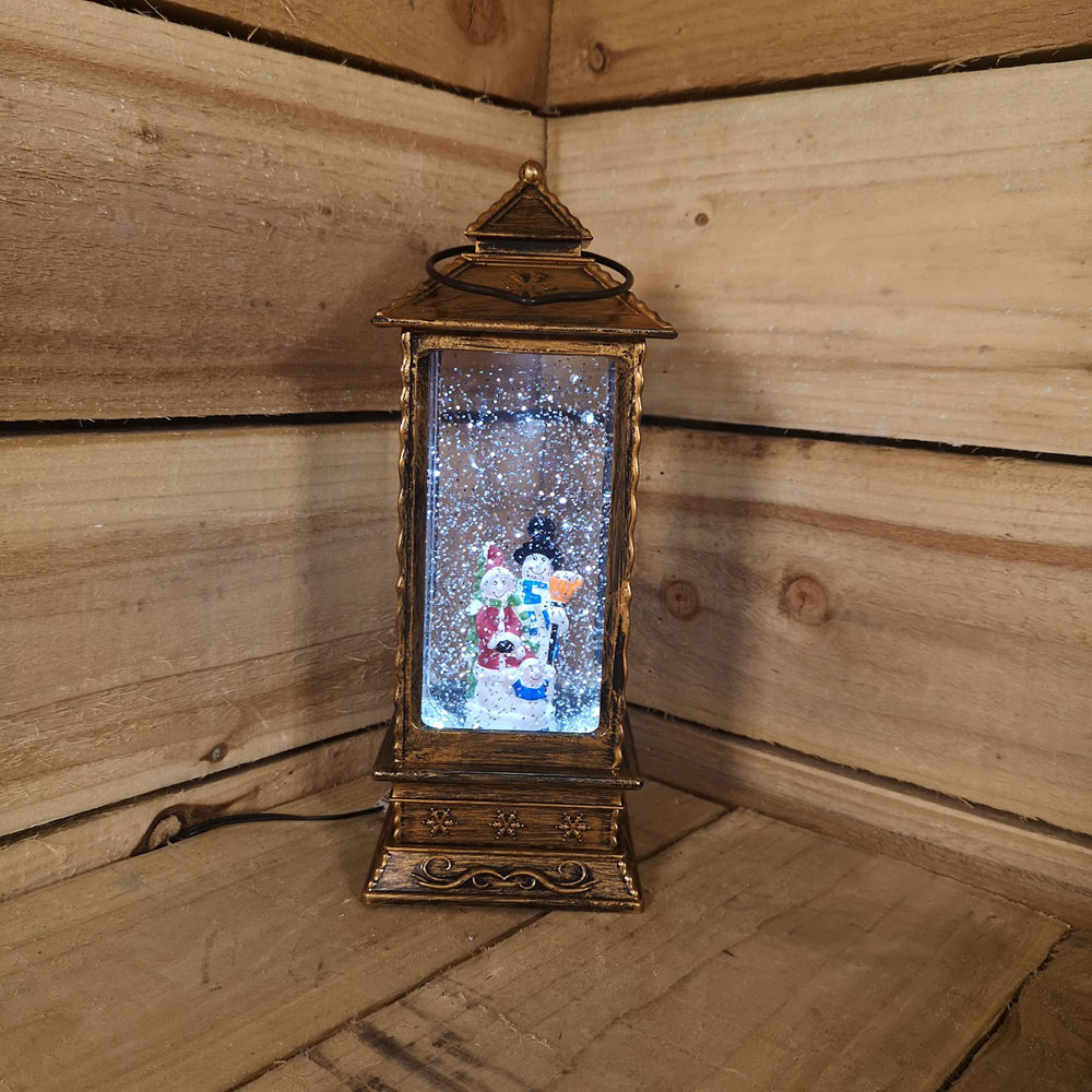 Samuel Alexander Snowman Scene Antique Effect Christmas Water Spinner Lantern 27cm Image 7
