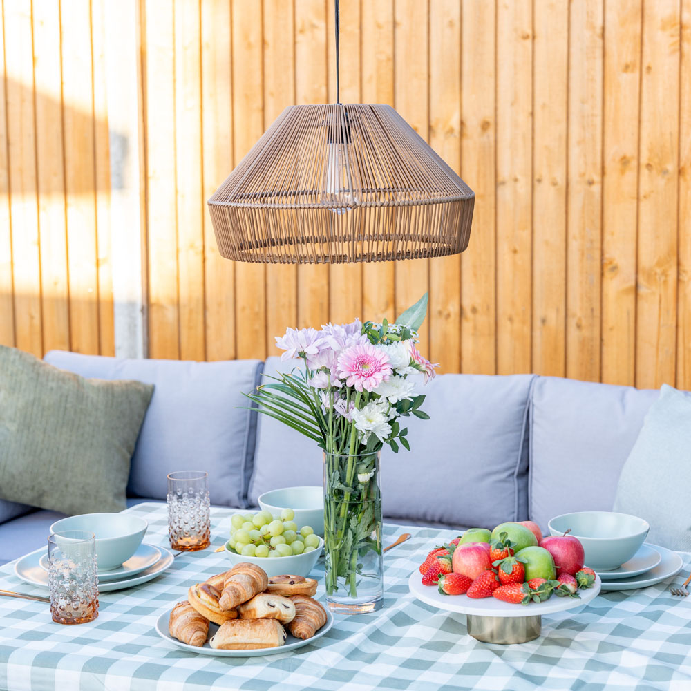 ValueLights Rattan Outdoor Solar Overhead Pendant Light Image 3