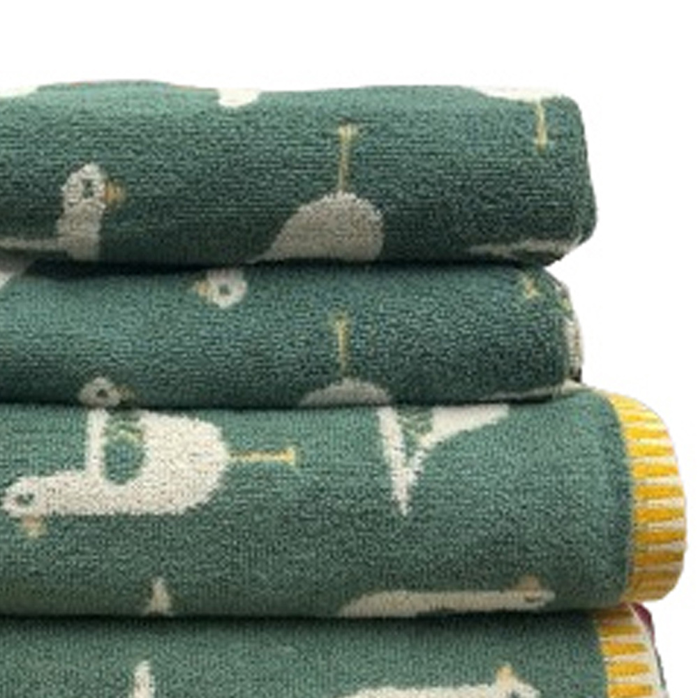 Bellissimo Sea Gull Turkish Cotton Green Hand and Bath Towels Set of 4 Image 2