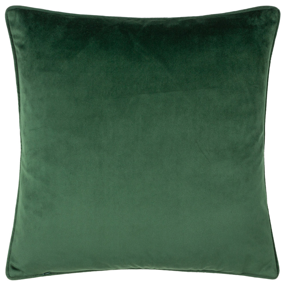 furn. Classic Green Reindeer Velvet Piped Cushion Image 2