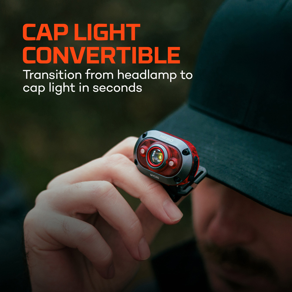 Nebo Mycro 450 2-in-1 450 Lumens Red Rechargeable Detachable Headlamp and Cap Light Image 7