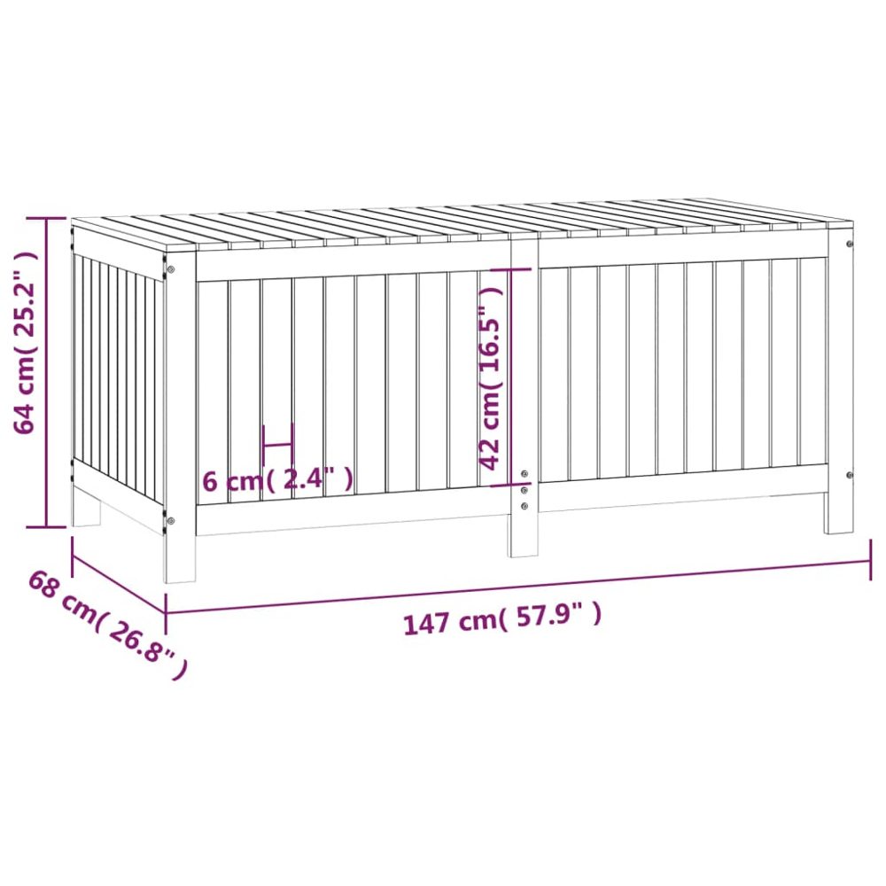 vidaXL 64 x 147 x 68cm Grey Pine Wood Garden Storage Box Image 9