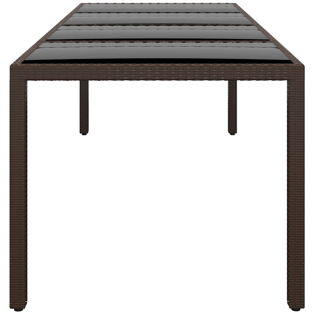 vidaXL 8 Seater PE Rattan Glass Top Garden Table Brown Image 3
