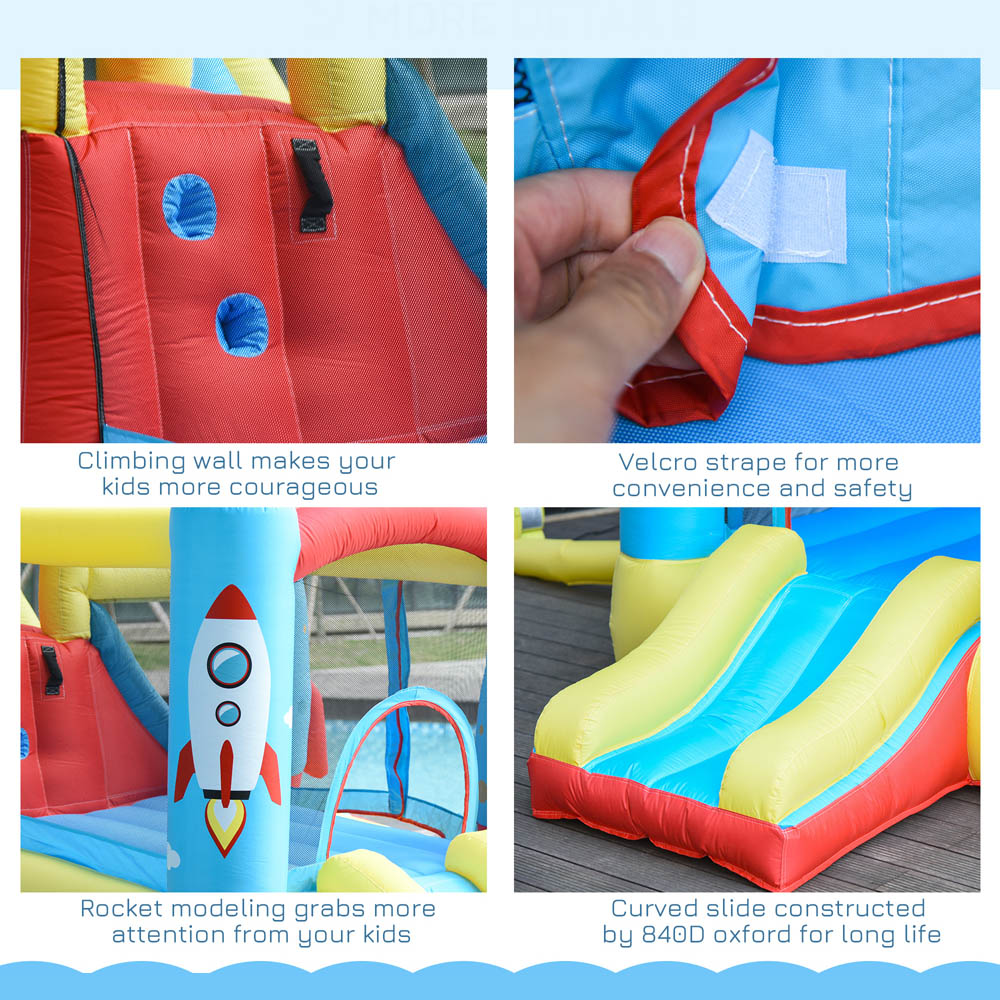 Outsunny Kids Rocket Design Bouncy Castle Image 4