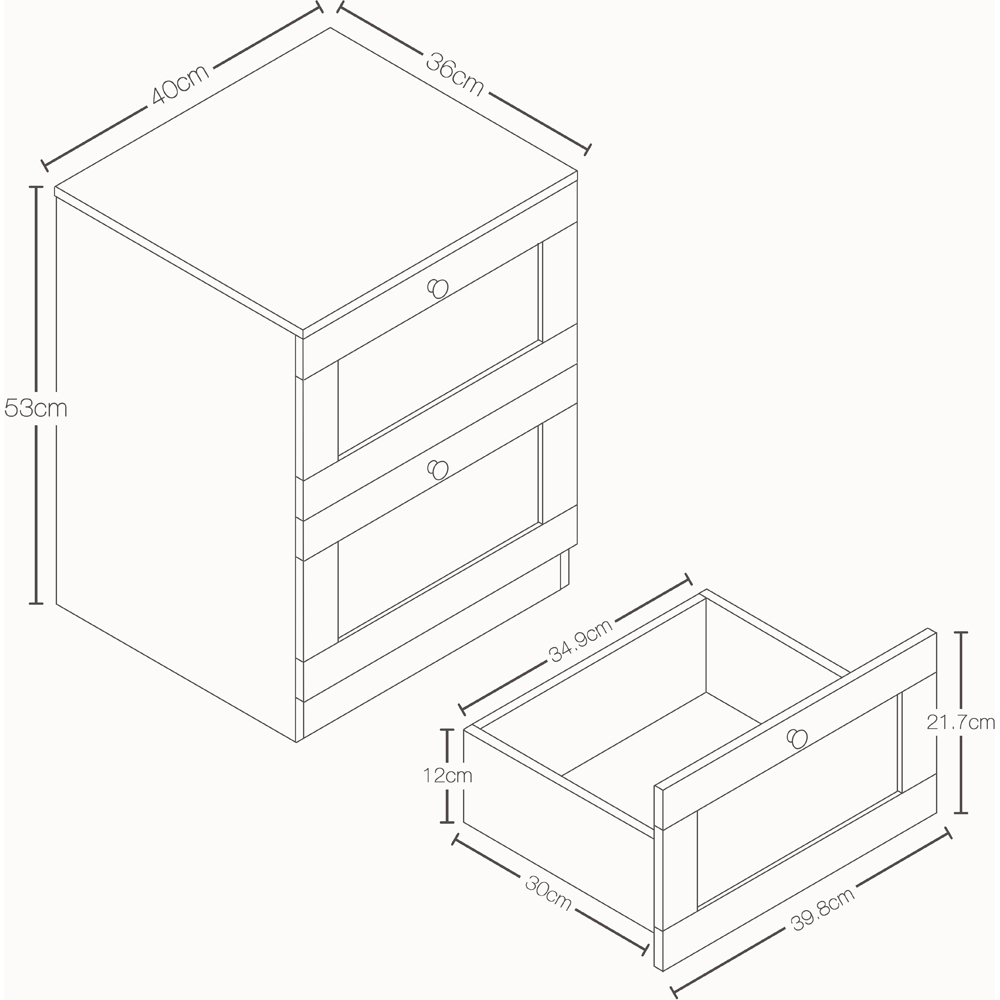 VIDA DESIGNS Altino 2 Drawer White Shaker-Style Bedside Chest Set of 2 Image 7