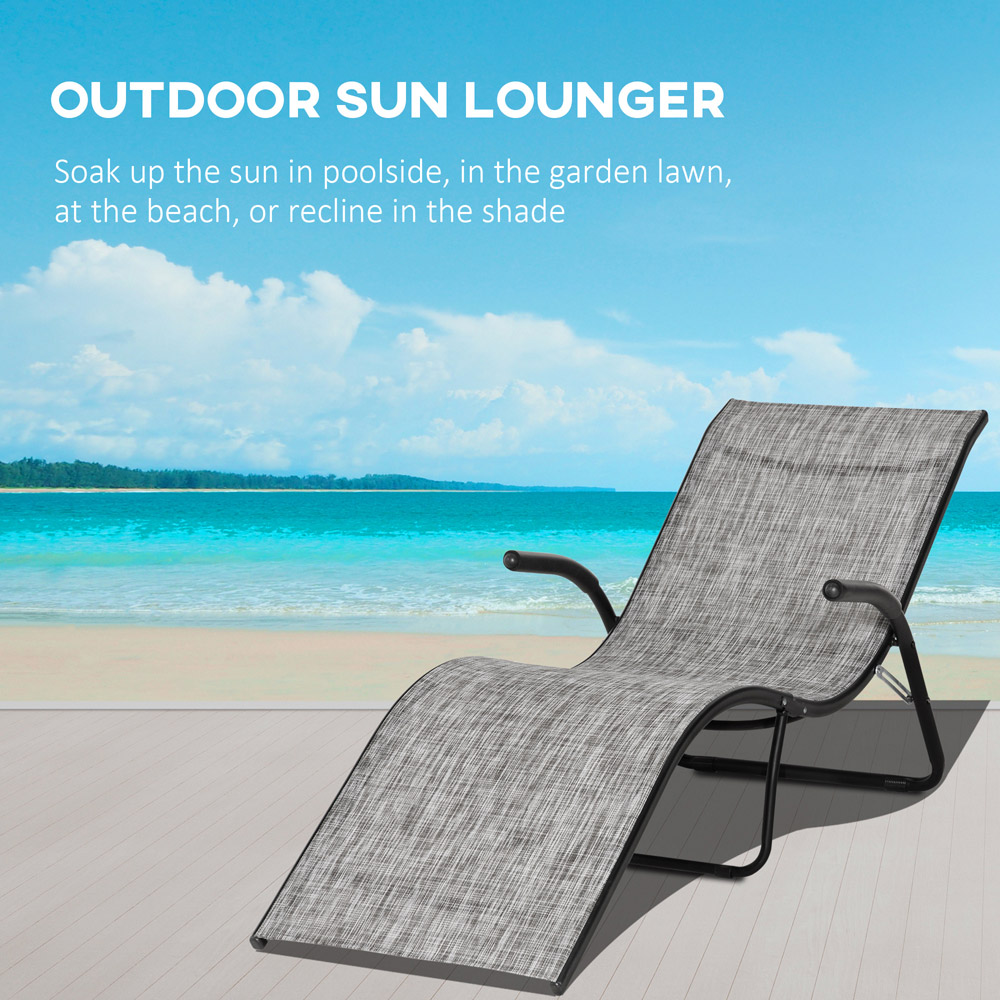 Outsunny Grey Folding Recliner Sun Lounger Image 5