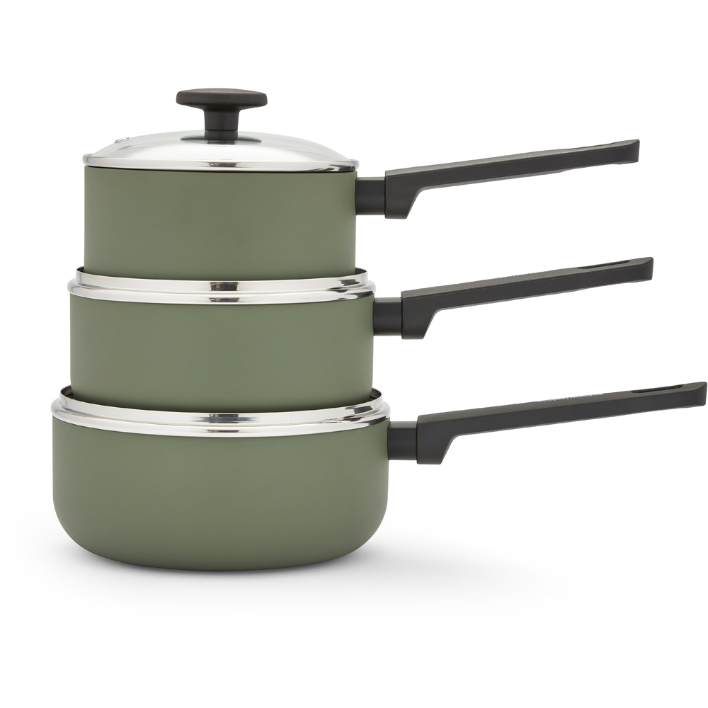 Morphy Richards Green Recycled Aluminium 3 Piece Saucepan Set Image 4