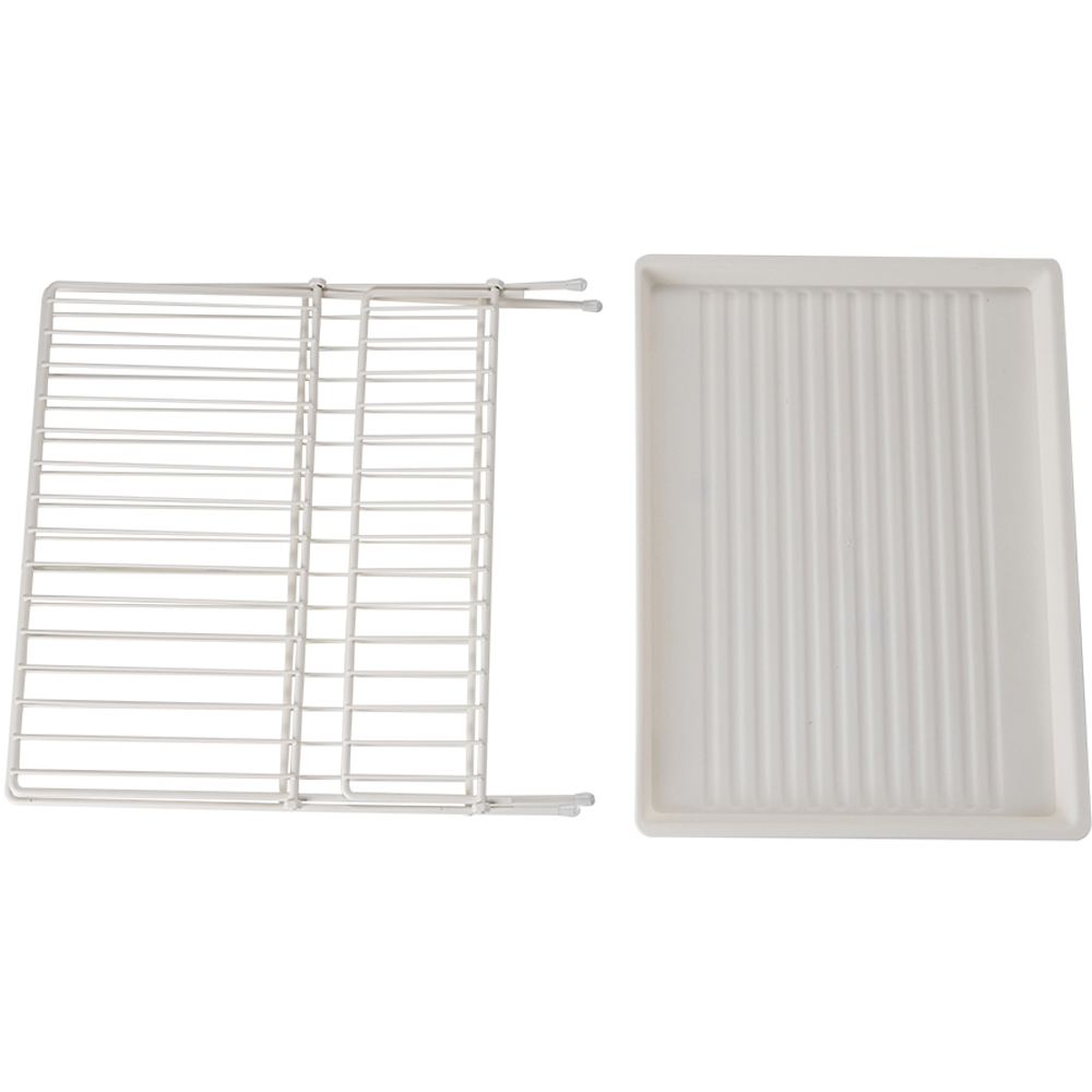 Living and Home 2 Tier White Foldable Dish Drying Rack with Drip Tray Image 4