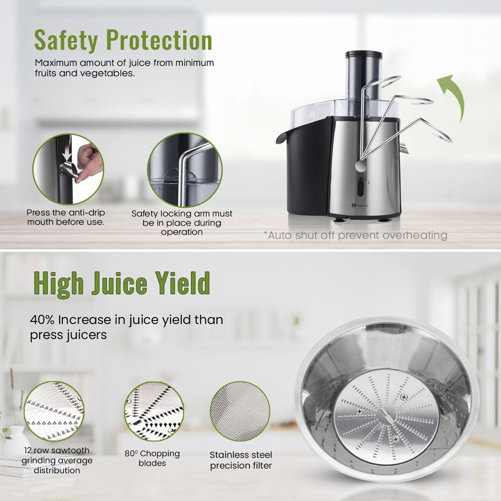 PureMate NaturoPure Silver Professional Whole Fruit Juicer 1000W Image 7