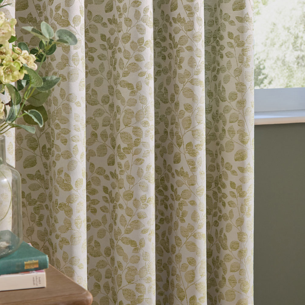 Wylder Grace Leaf Sage Jacquard Fully Lined Pencil Pleat Curtains 229 x 229cm Image 3