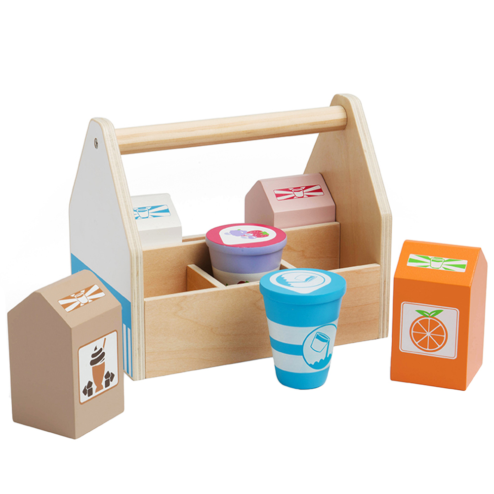 Bigjigs Toys Wooden Dairy Delivery Set Multicolour Image 1