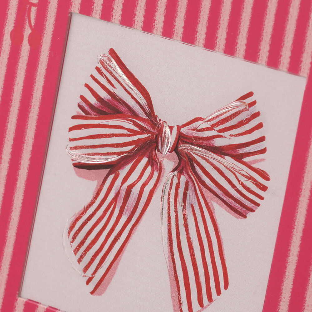 Striped Bow and Cherries Framed Art Pink Image 4