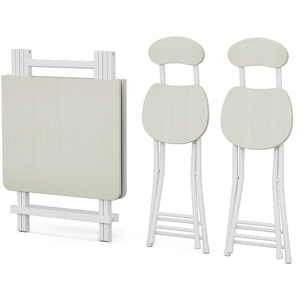 Living and Home 4 Seater Foldable Wooden Dining Table White Image 5