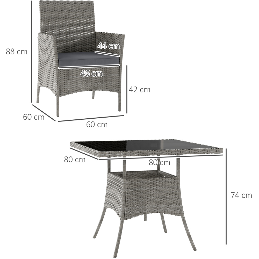 Outsunny 4 Seater Rattan Dining Set Light Grey Image 8