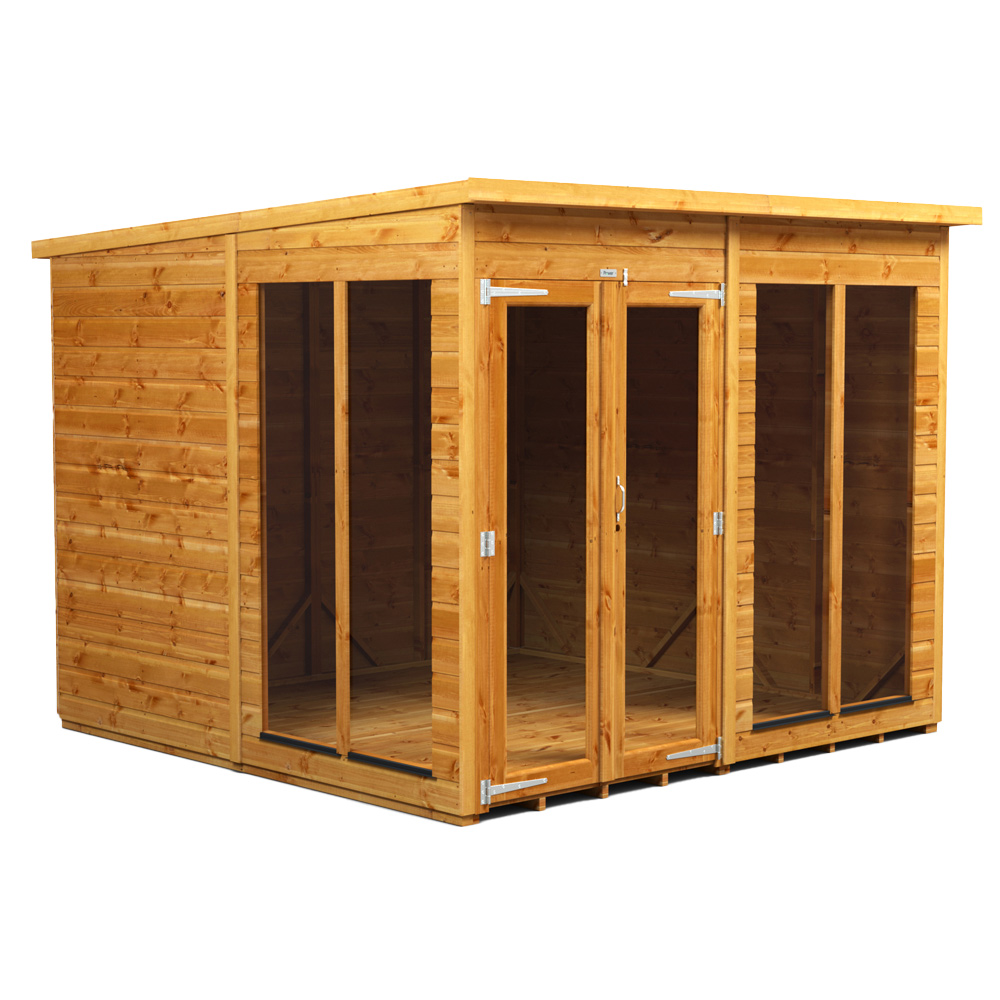 Power Sheds 8 x 8ft Double Door Pent Traditional Summerhouse Image 1