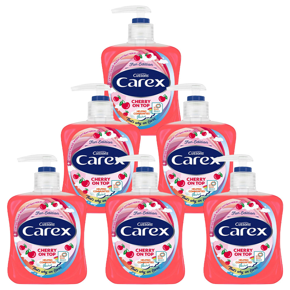 Carex Fun Editions Cherry on Top Antibacterial Hand Wash Case of 6 x 250ml Image 1