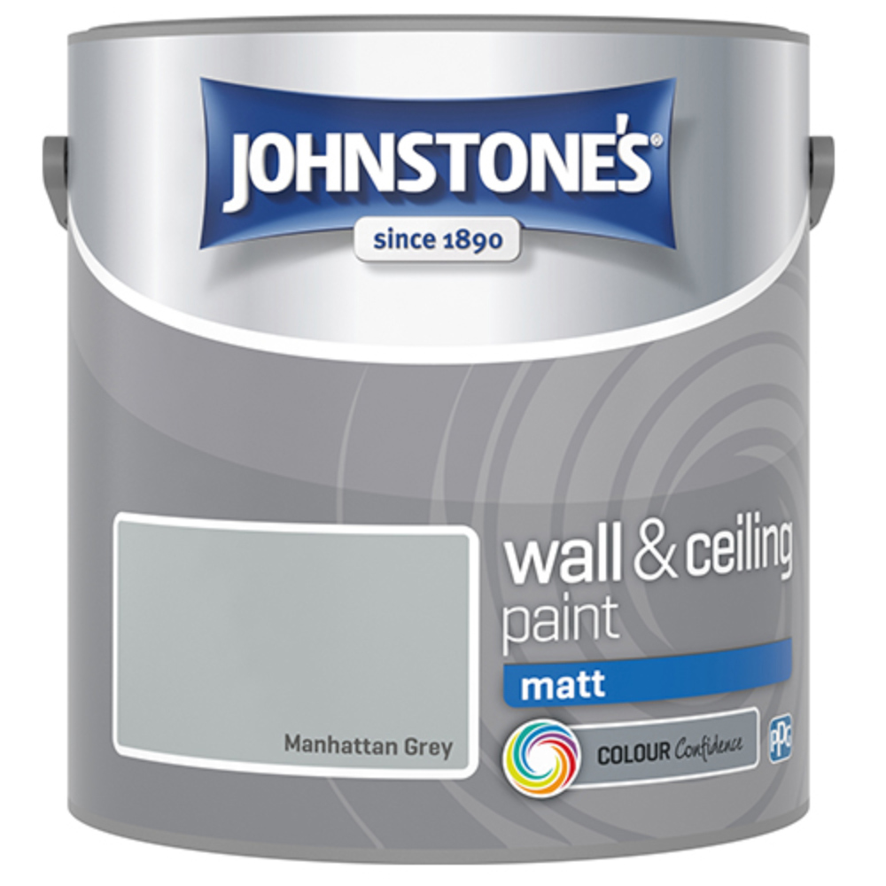 Johnstone's Walls & Ceilings Manhattan Grey Matt Emulsion Paint 2.5L Image 2