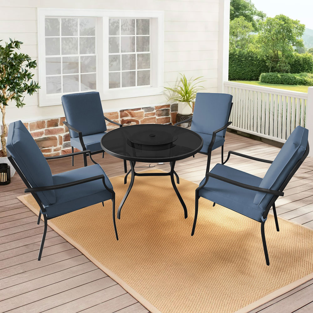 Sardinia 4 Seater Patio Dining Set Blue Image 1