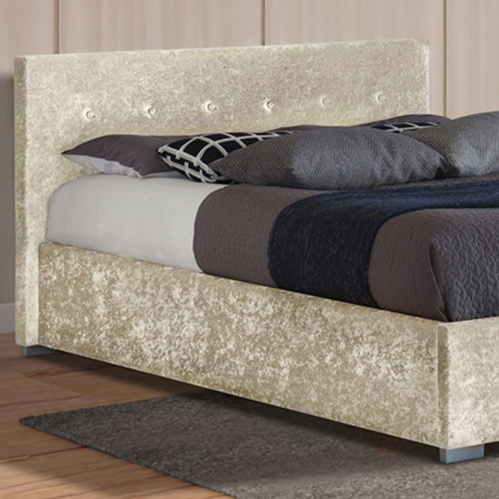 Brooklyn Double Cream Crushed Velvet Storage Ottoman Bed Image 2