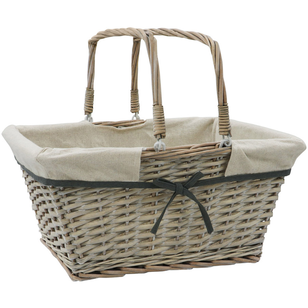 JVL Arianna Grey Rectangular Willow Shopping Basket 20L Image 1