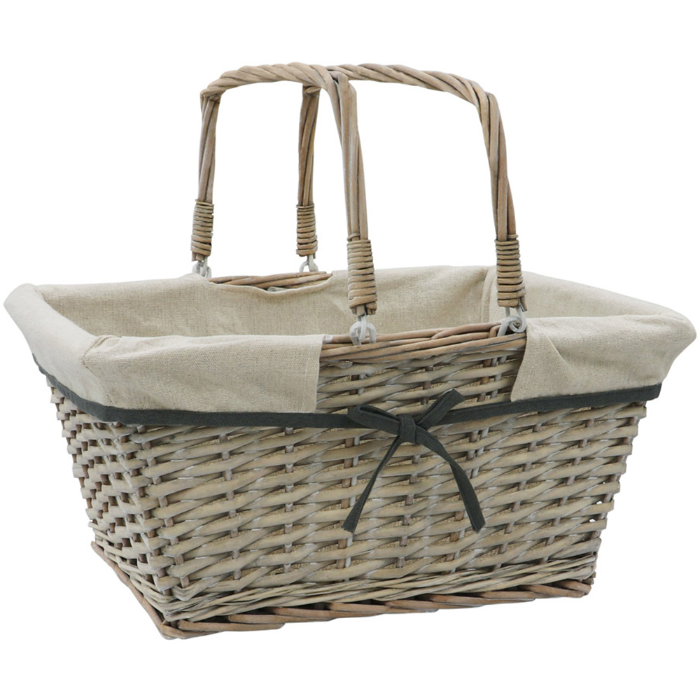 JVL 20L Arianna Grey Rectangular Willow Shopping Basket Image 1