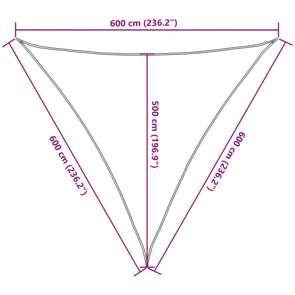 vidaXL Grey Triangular Sun Shade Sail 6 x 6 x 6cm Image 9
