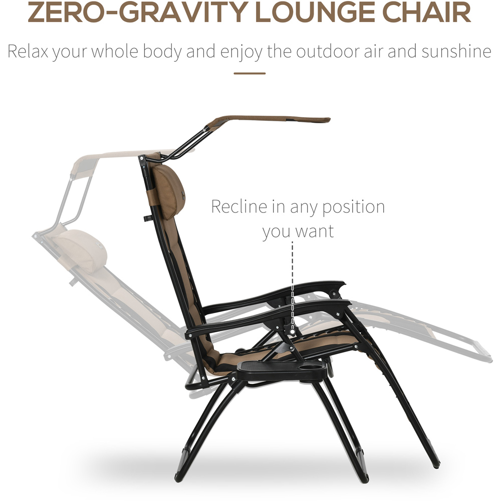 Outsunny Brown and Black Zero Gravity Folding Recliner Chair Image 5