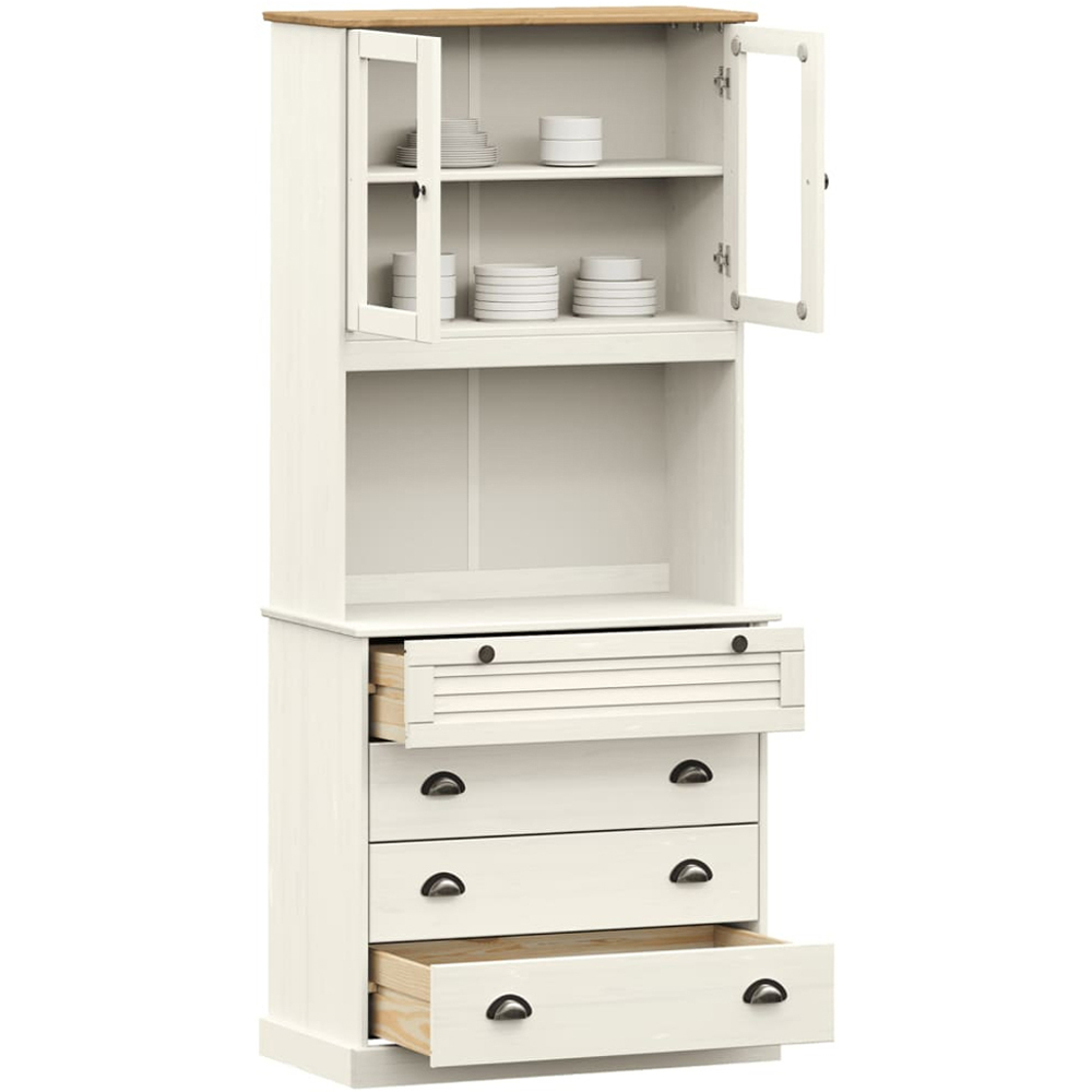 vidaXL Vigo 2 Glass Door 4 Drawer White Highboard Image 3